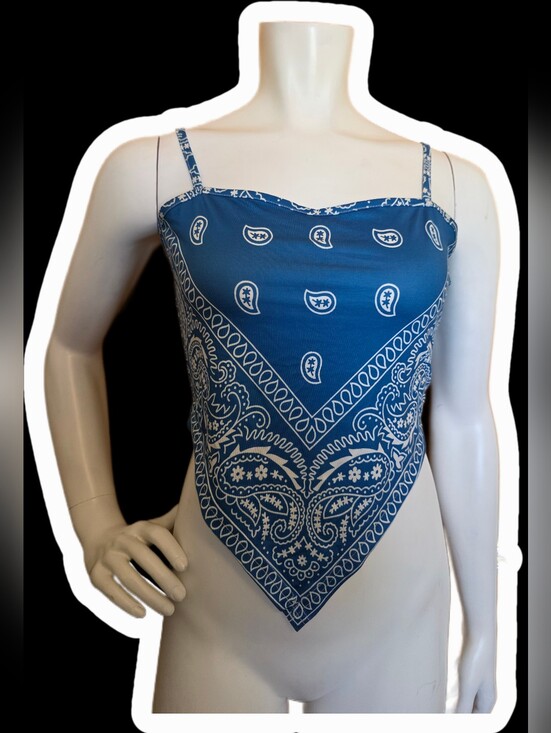 SHEIN Tops - SHEIN Blue Paisley Bandana-Style Camisole